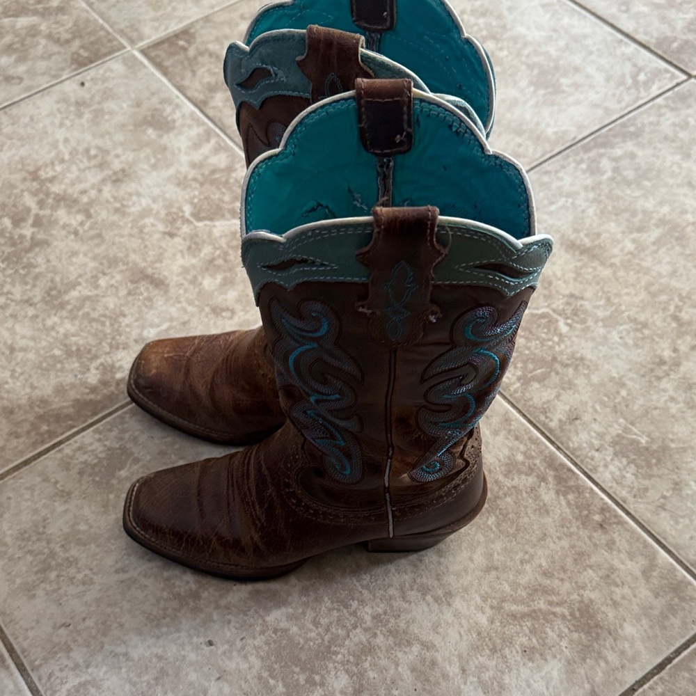 Justin Boots Brown and Blue Heeled Boots